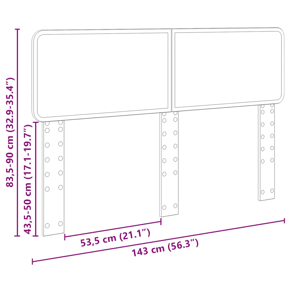 vidaXL Κεφαλάρι με κεφαλάρι Δρύς Sonoma 140 cm Επεξεργασμένο ξύλο
