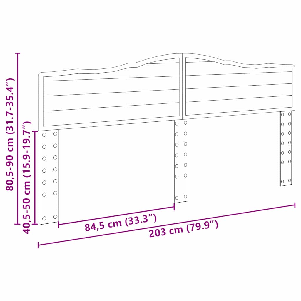 vidaXL Κεφαλάρι με κεφαλάρι Γκρίζο Σονομα 200 cm Επεξεργασμένο ξύλο
