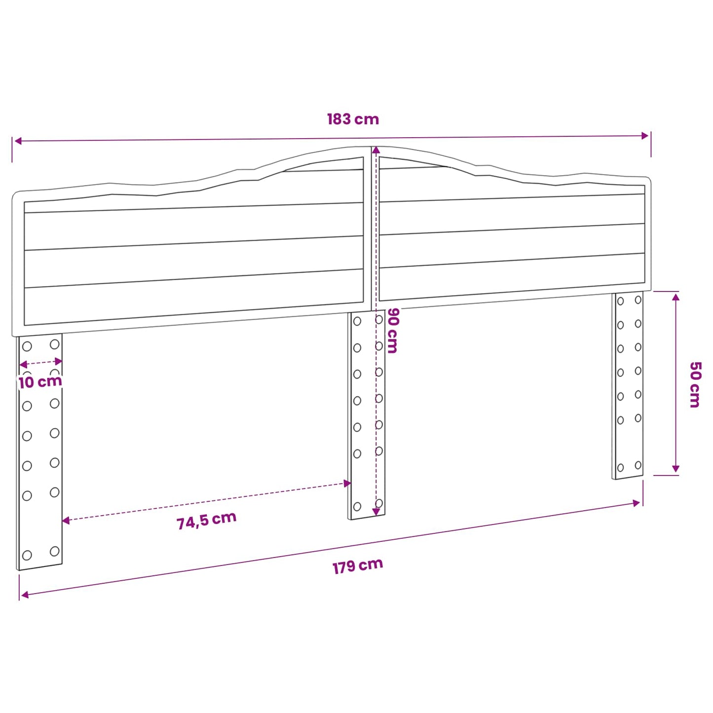 vidaXL Κεφαλάρι με κεφαλάρι Παλιό Ξύλο 180 cm Επεξεργασμένο ξύλο