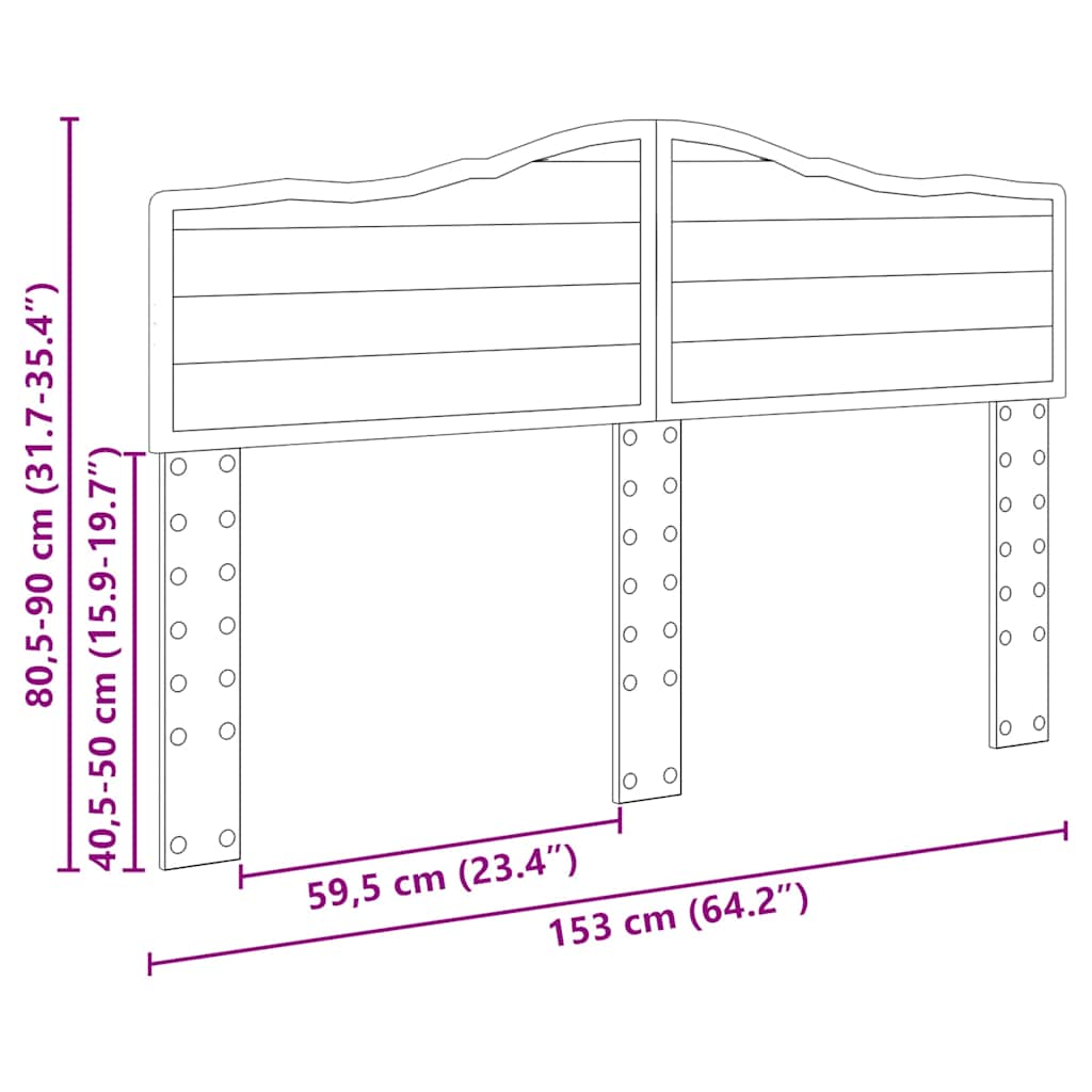 vidaXL Κεφαλάρι με κεφαλάρι Καφέ δρυς 150 cm Επεξεργασμένο ξύλο