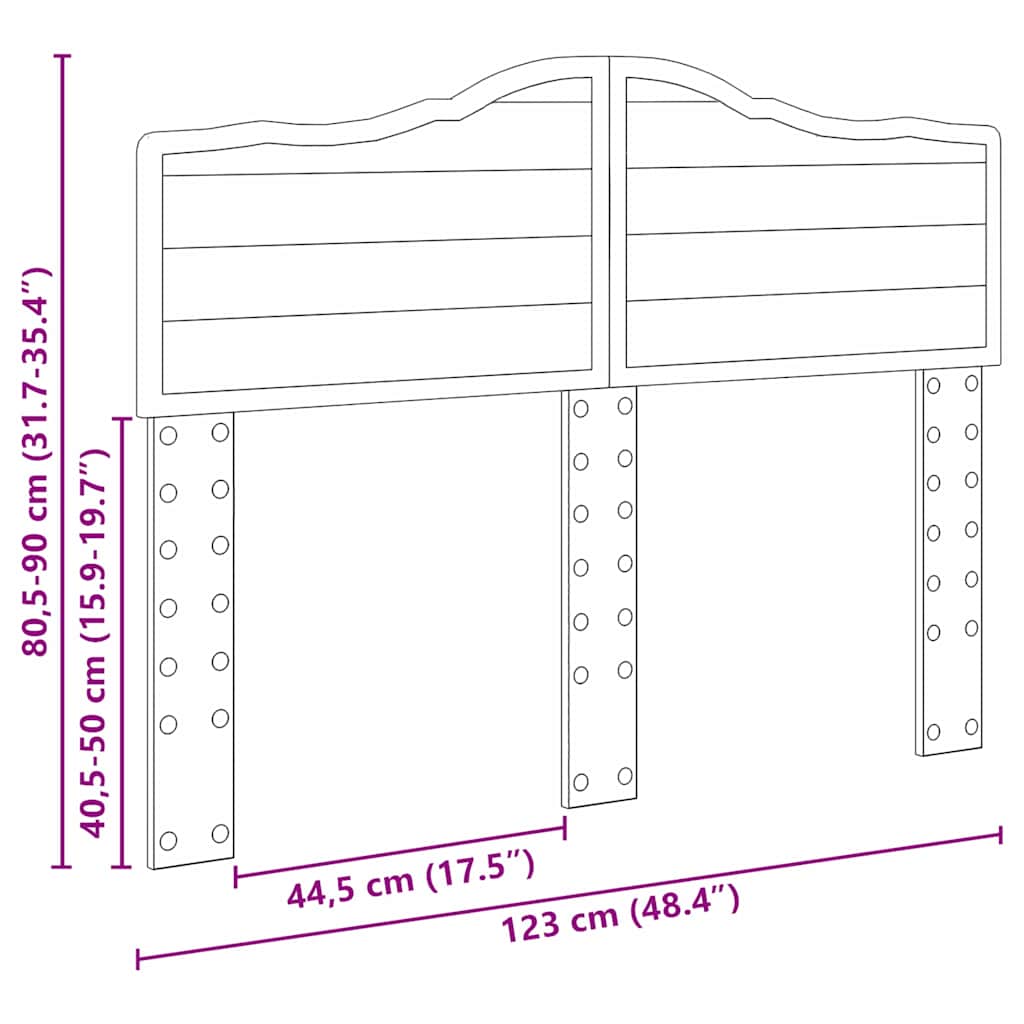 vidaXL Κεφαλάρι με κεφαλάρι Γκρίζο Σονομα 120 cm Επεξεργασμένο ξύλο