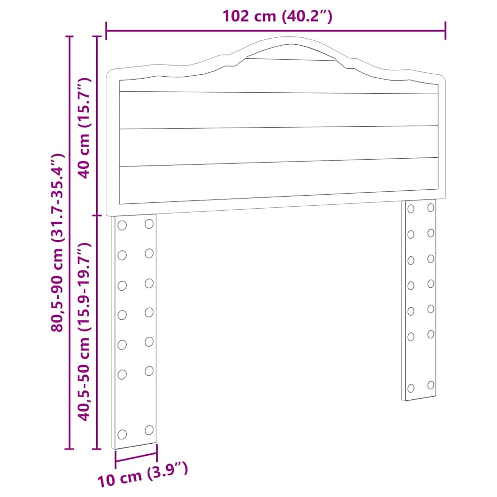 vidaXL Κεφαλάρι με κεφαλάρι Μαύρη Οξυά 100 cm Επεξεργασμένο ξύλο