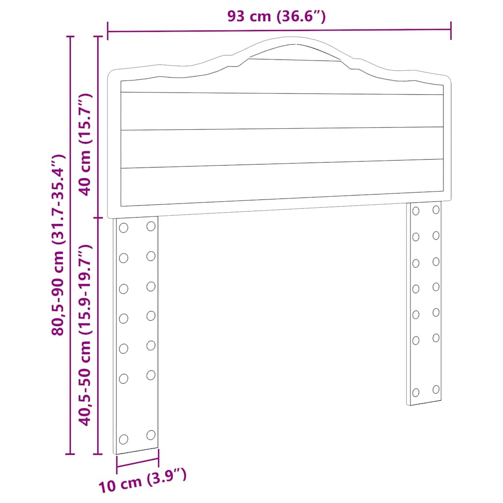 vidaXL Κεφαλάρι με κεφαλάρι Λαμπερό Λευκό 90 cm Επεξεργασμένο ξύλο