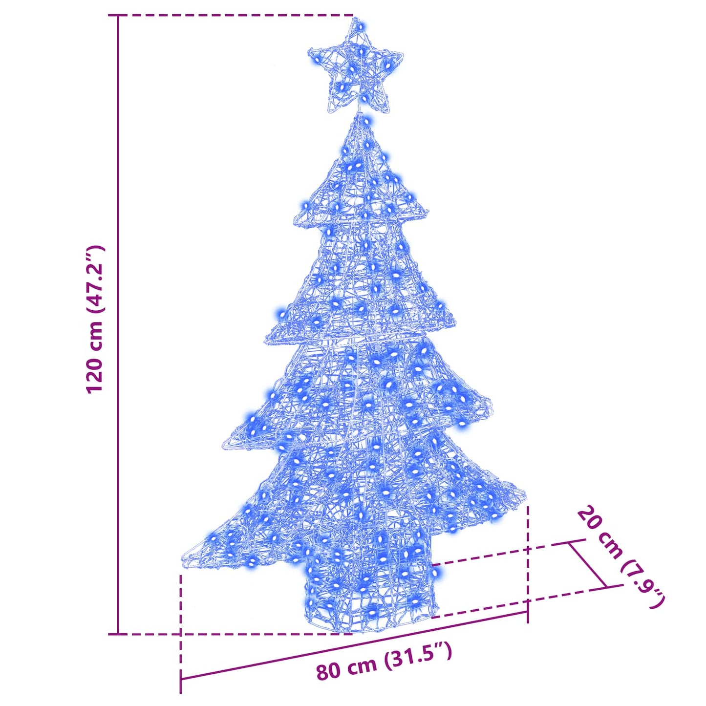 vidaXL Χριστουγεννιάτικο Δέντρο με 100 LED Μπλε 120 cm Ακρυλικό