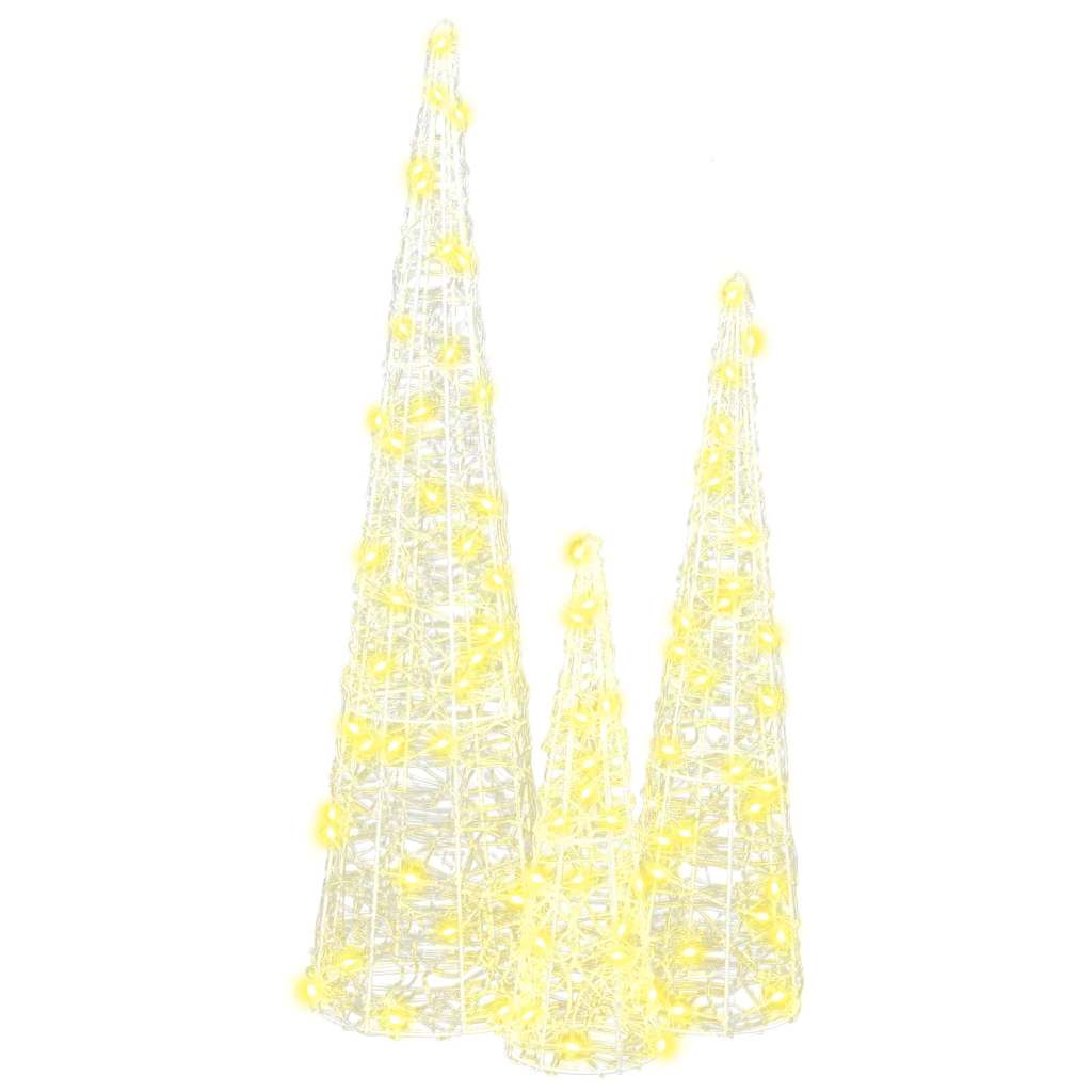 vidaXL Χριστουγεννιάτικο Δέντρο 3 pcs Θερμό λευκό 20 x 20 x 80 εκ