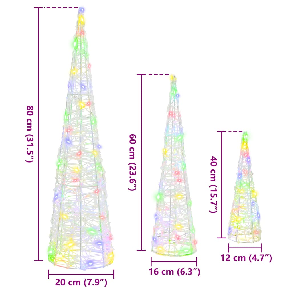 vidaXL Χριστουγεννιάτικο Δέντρο 3 pcs Πολύχρωμο 20 x 20 x 80 εκ