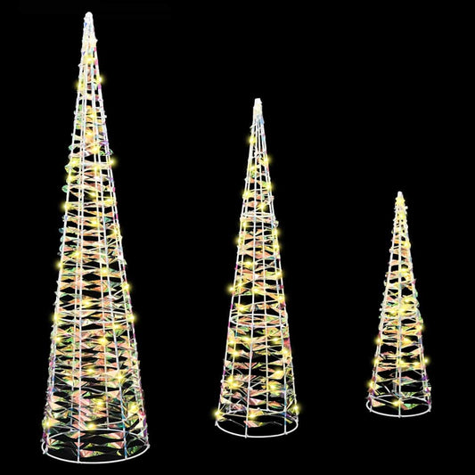 vidaXL Χριστουγεννιάτικο Δέντρο 3 pcs Θερμό λευκό 20 x 20 x 80 εκ PET