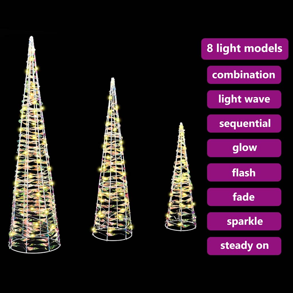 vidaXL Χριστουγεννιάτικο Δέντρο 3 pcs Θερμό λευκό 20 x 20 x 80 εκ PET