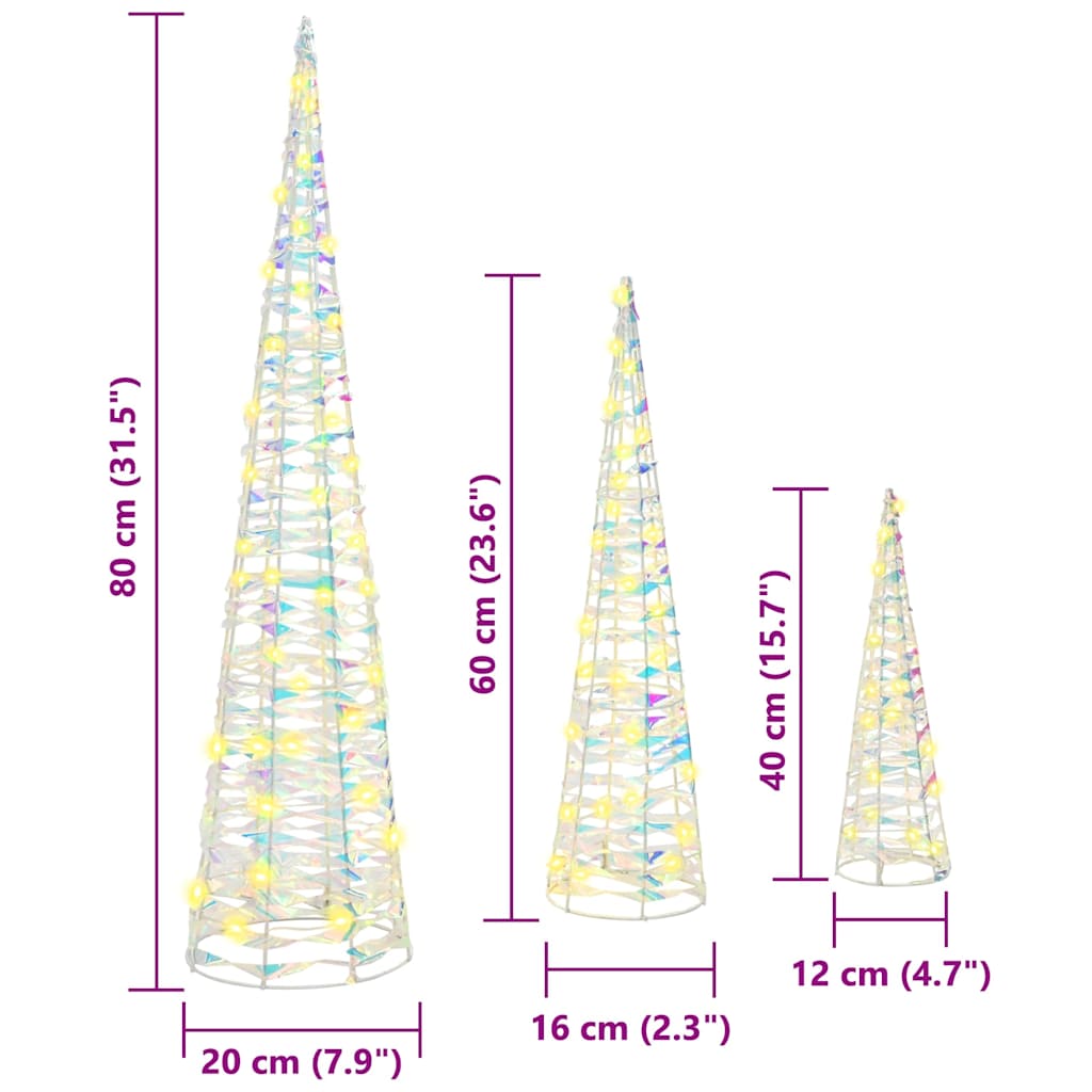 vidaXL Χριστουγεννιάτικο Δέντρο 3 pcs Θερμό λευκό 20 x 20 x 80 εκ PET