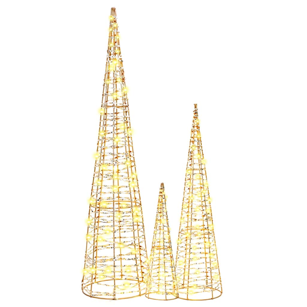 vidaXL Χριστουγεννιάτικο Δέντρο 3 pcs Θερμό λευκό 20 x 20 x 80 εκ PET