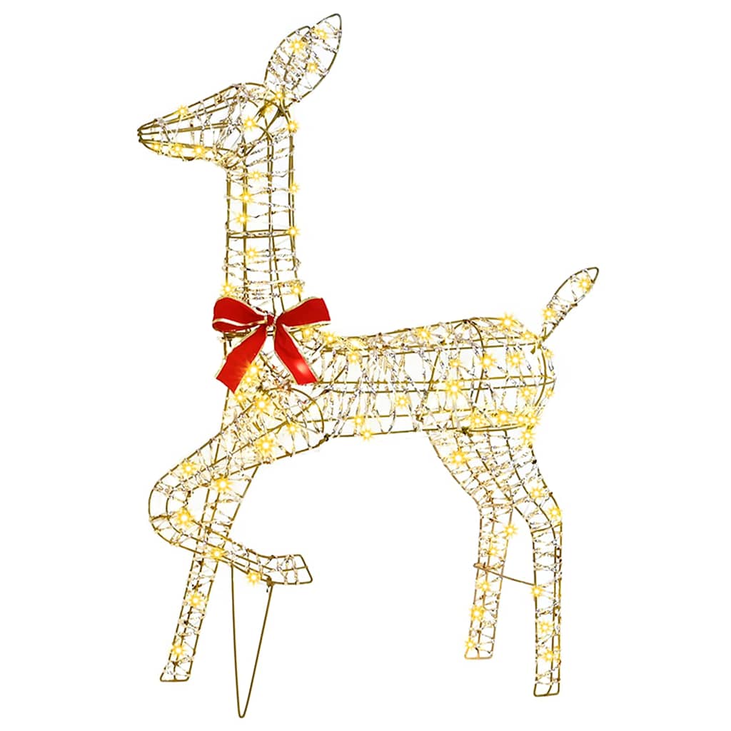 vidaXL Οικογένεια Ελαφιών 3 pcs Θερμό λευκό 67 x 26 x 127 εκ PET