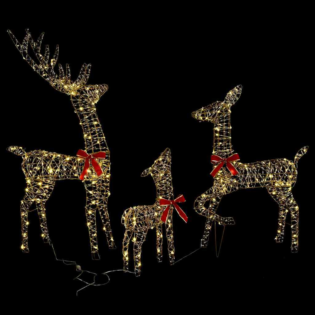 vidaXL Οικογένεια Ελαφιών 3 pcs Θερμό λευκό 67 x 26 x 127 εκ PET