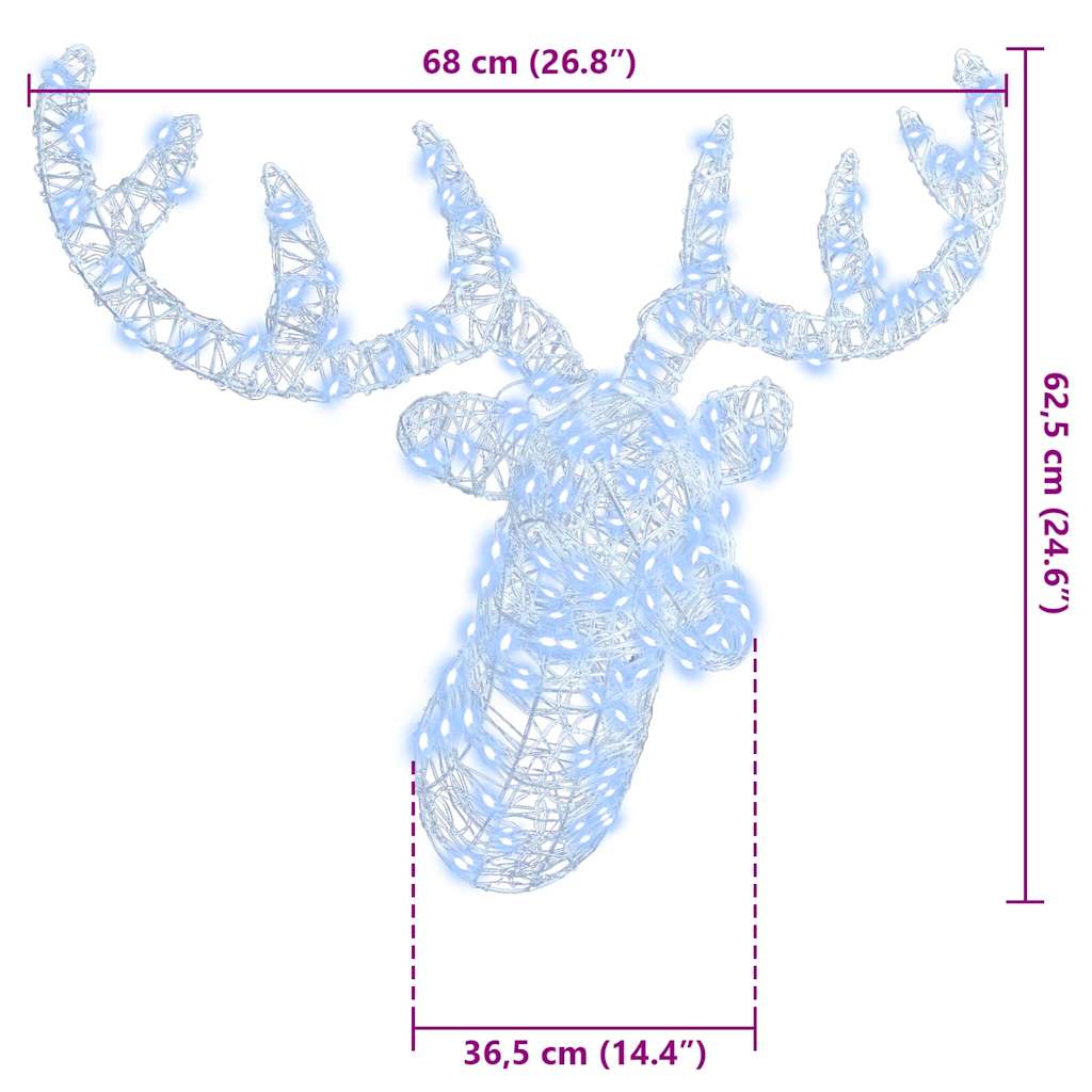 vidaXL Κεφάλι Ράντερ Ψυχρό λευκό 60 cm Ακρυλικό