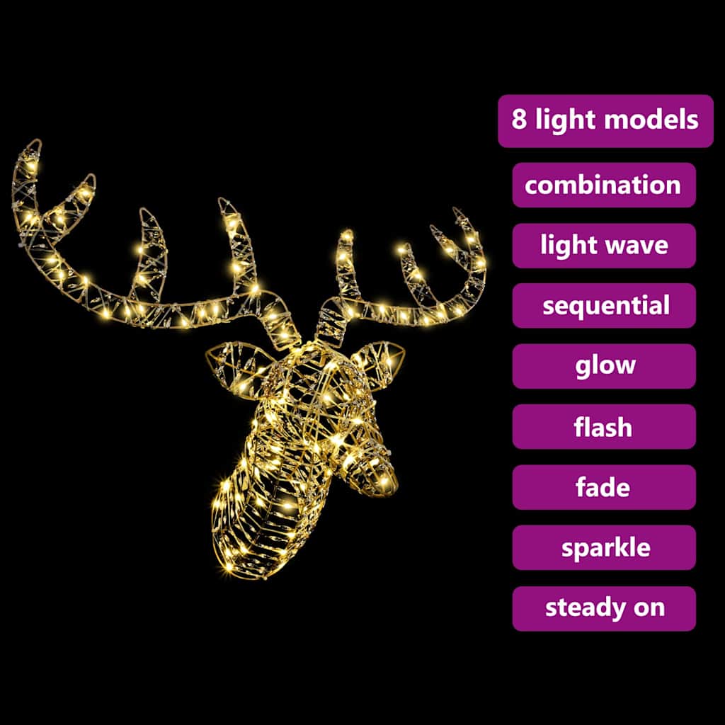 vidaXL Έλκηθρο με Ελάφια Θερμό λευκό 60 cm PET