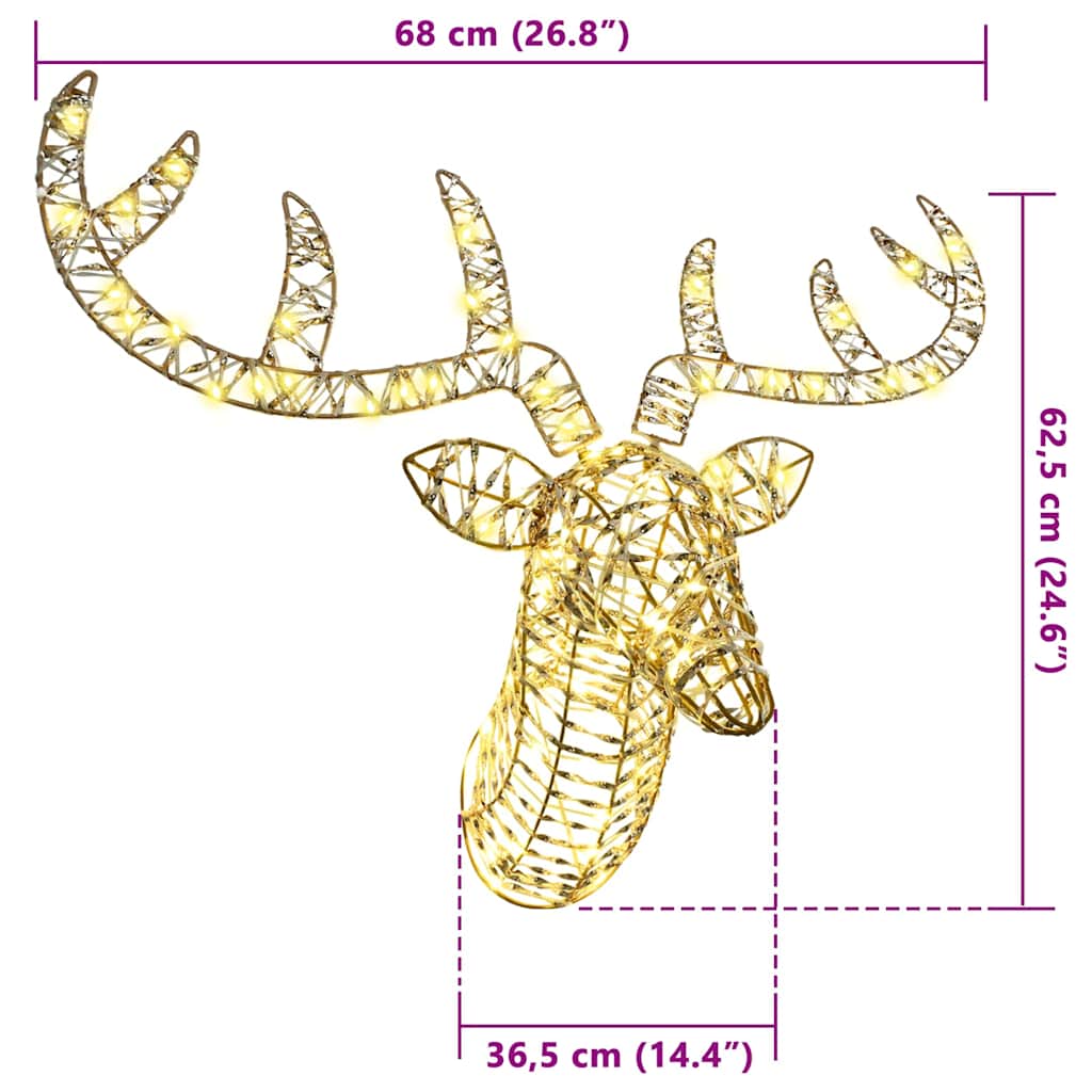vidaXL Έλκηθρο με Ελάφια Θερμό λευκό 60 cm PET