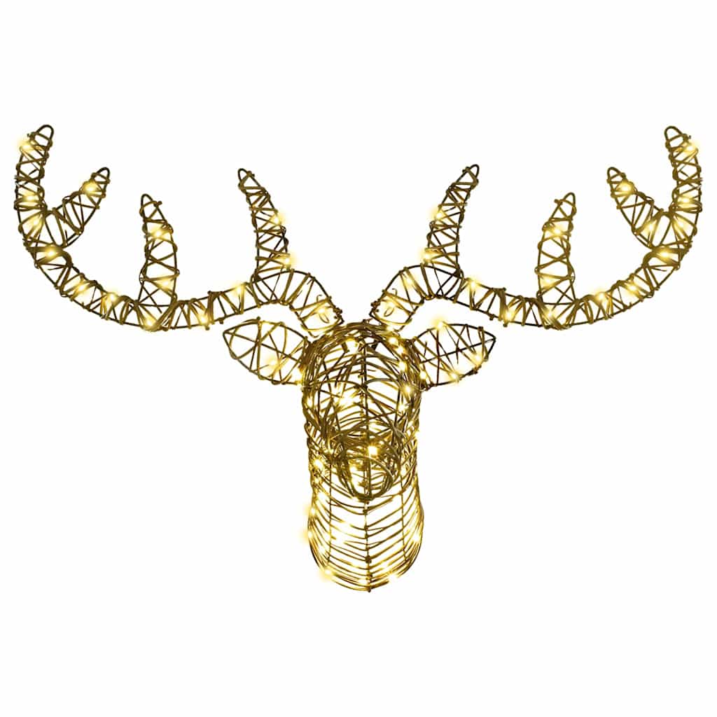 vidaXL Έλκηθρο με Ελάφια Θερμό λευκό 60 cm Ρατάν