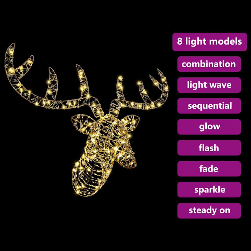 vidaXL Έλκηθρο με Ελάφια Θερμό λευκό 60 cm Ρατάν