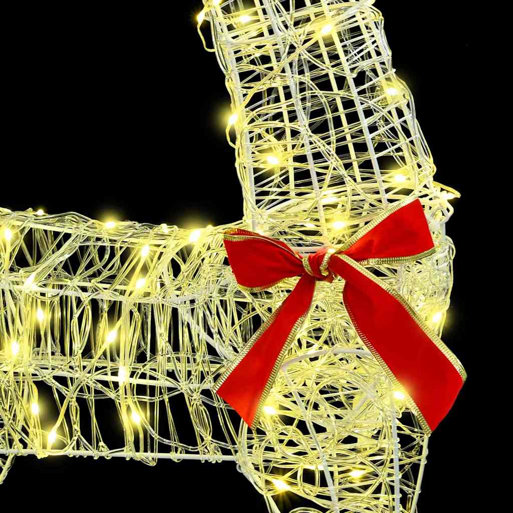 vidaXL Έλκηθρο με Ελάφια Θερμό λευκό 70 x 26 x 128,5 εκ Ακρυλικό