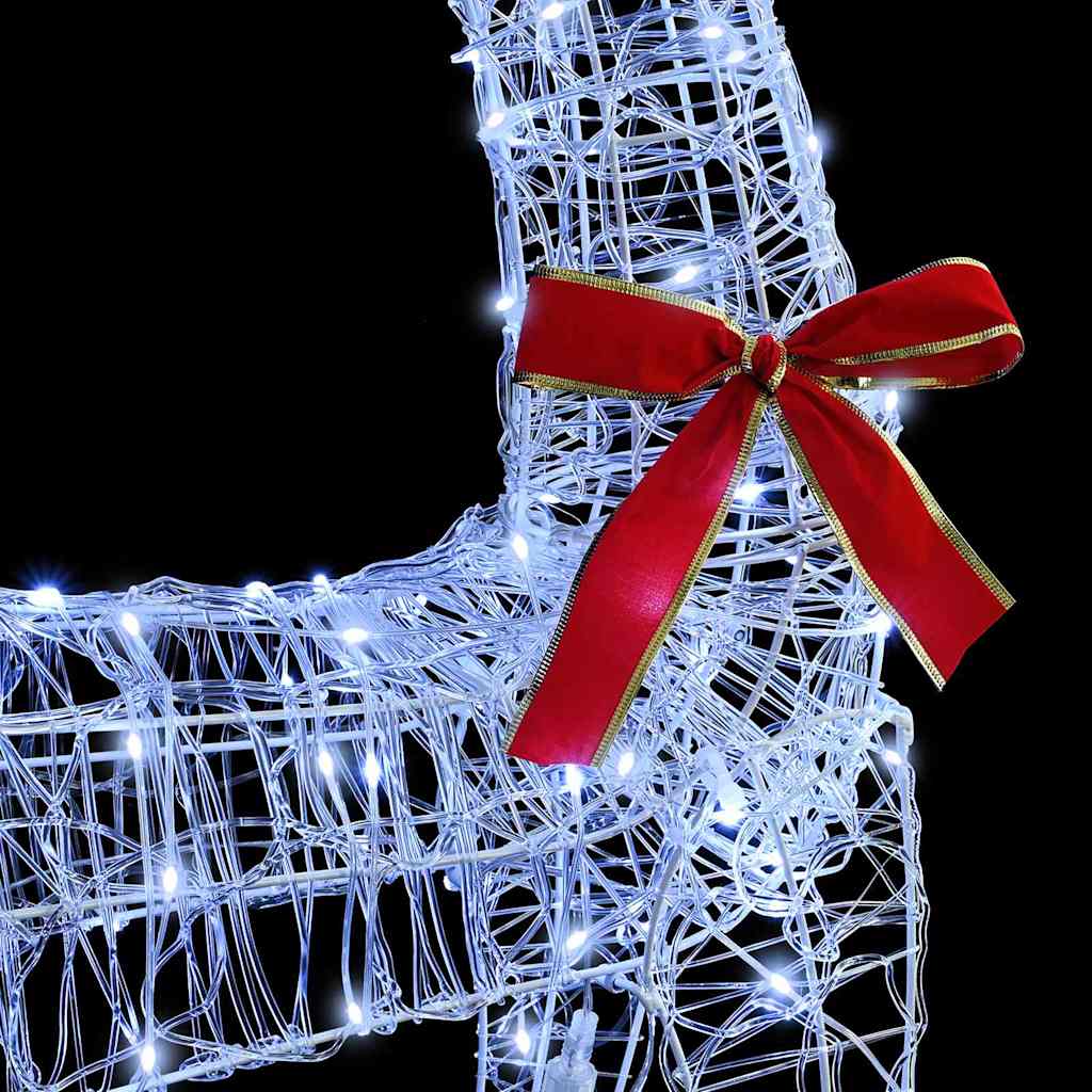 vidaXL Έλκηθρο με Ελάφια Ψυχρό λευκό 70 x 26 x 128,5 εκ Ακρυλικό