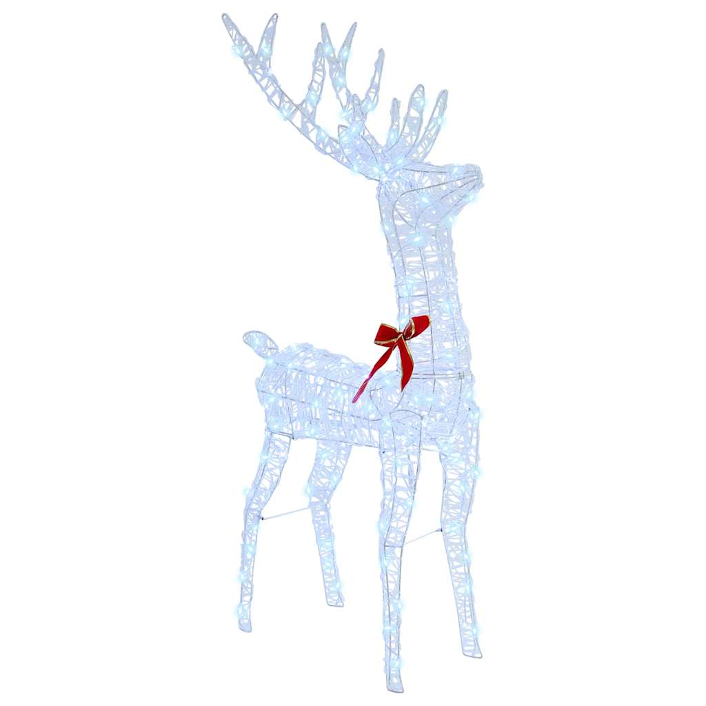 vidaXL Έλκηθρο με Ελάφια Ψυχρό λευκό 70 x 26 x 128,5 εκ Ακρυλικό