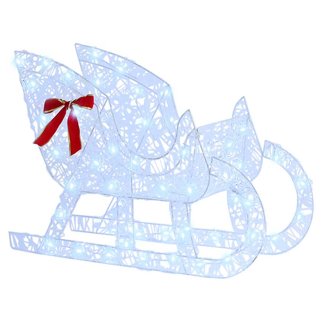 vidaXL Έλκηθρο με Ελάφια Ψυχρό λευκό 70 x 26 x 128,5 εκ Ακρυλικό