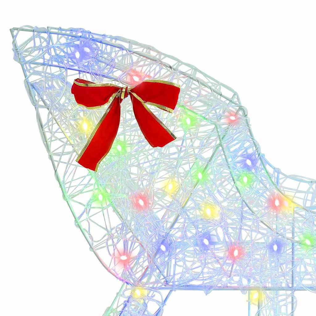 vidaXL Έλκηθρο με Ελάφια πολύχρωμο 70 x 26 x 128,5 εκ Ακρυλικό