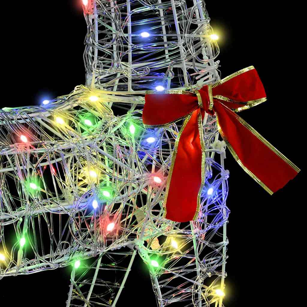 vidaXL Έλκηθρο με Ελάφια πολύχρωμο 70 x 26 x 128,5 εκ Ακρυλικό