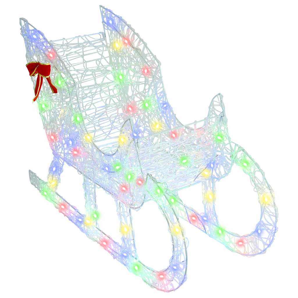 vidaXL Έλκηθρο με Ελάφια πολύχρωμο 70 x 26 x 128,5 εκ Ακρυλικό