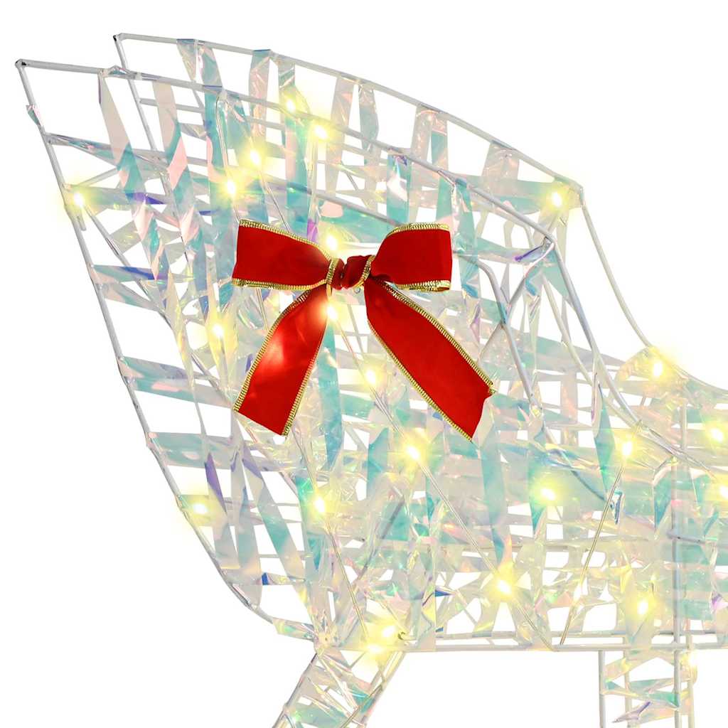 vidaXL Έλκηθρο με Ελάφια Θερμό λευκό 70 x 26 x 128,5 εκ PET