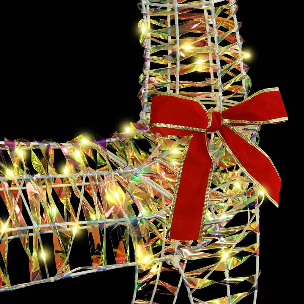 vidaXL Έλκηθρο με Ελάφια Θερμό λευκό 70 x 26 x 128,5 εκ PET