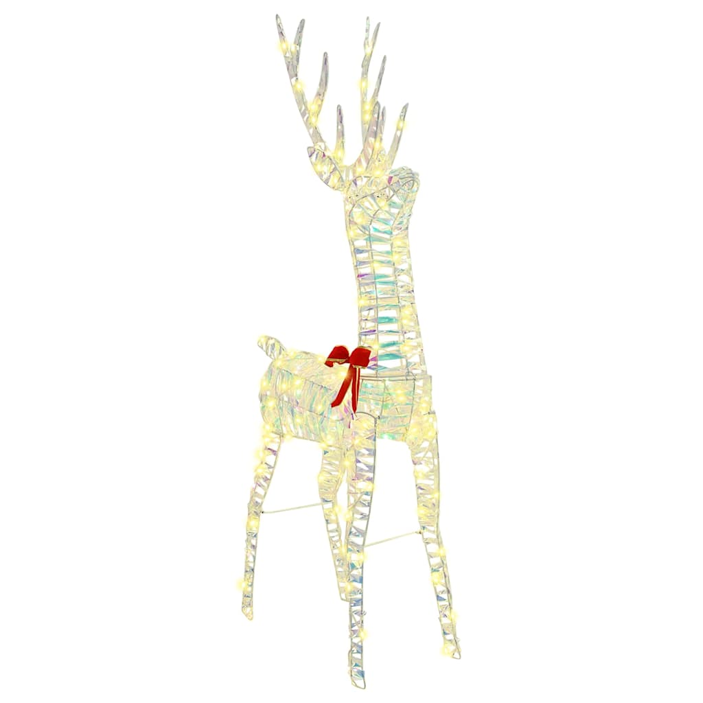 vidaXL Έλκηθρο με Ελάφια Θερμό λευκό 70 x 26 x 128,5 εκ PET