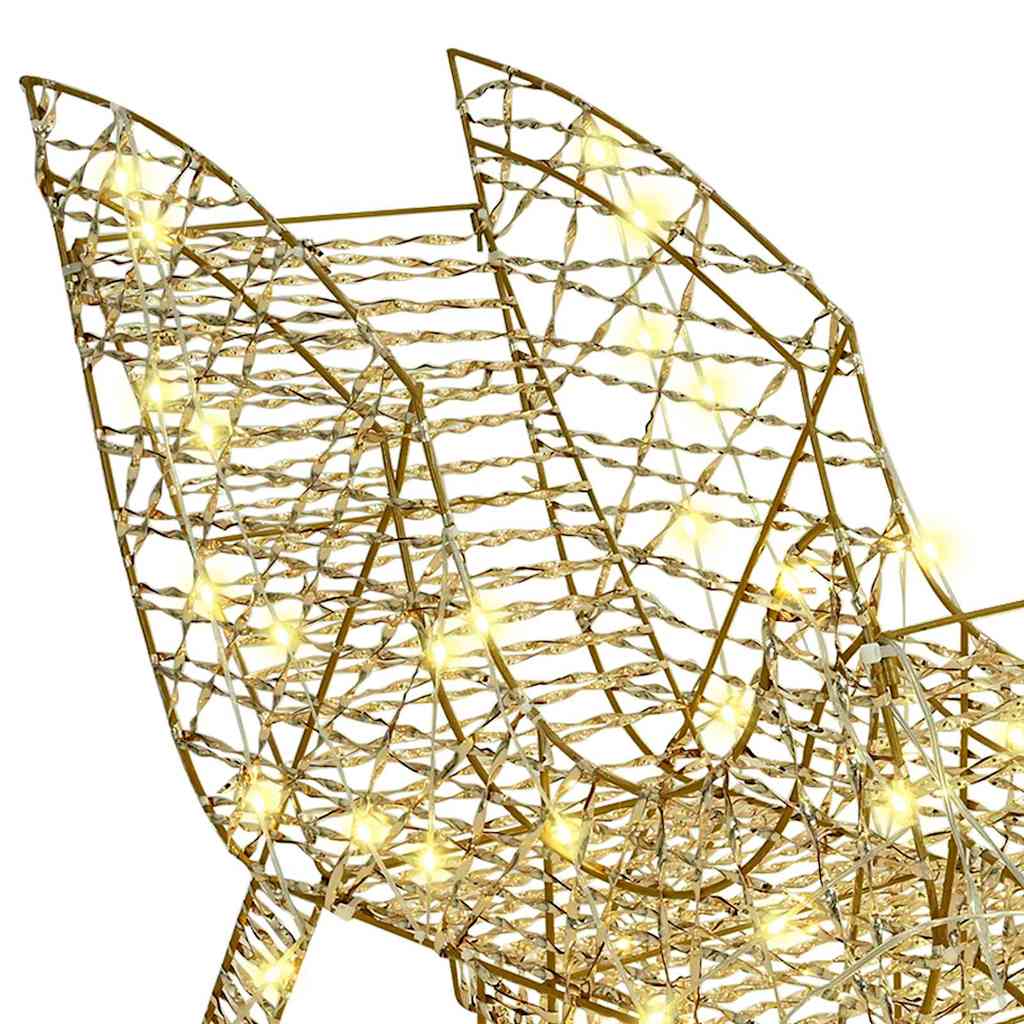 vidaXL Έλκηθρο με Ελάφια Θερμό λευκό 70 x 26 x 128,5 εκ PET