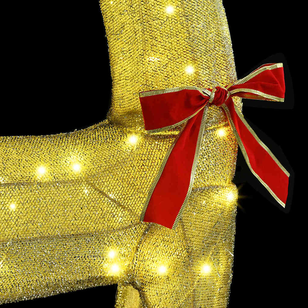 vidaXL Έλκηθρο με Ελάφια Θερμό λευκό 70 x 26 x 128,5 εκ ύφασμα