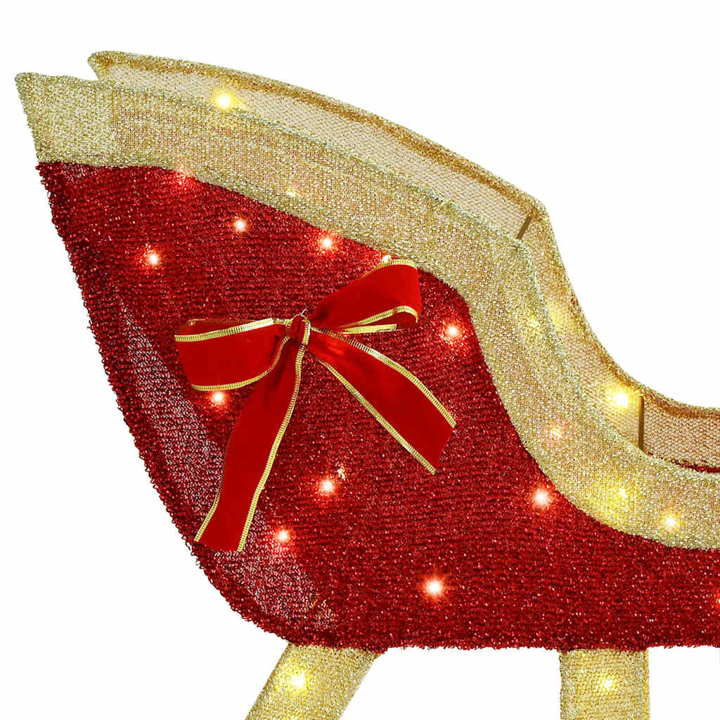 vidaXL Έλκηθρο με Ελάφια Θερμό λευκό 70 x 26 x 128,5 εκ ύφασμα