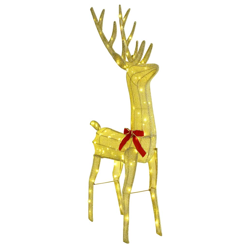 vidaXL Έλκηθρο με Ελάφια Θερμό λευκό 70 x 26 x 128,5 εκ ύφασμα