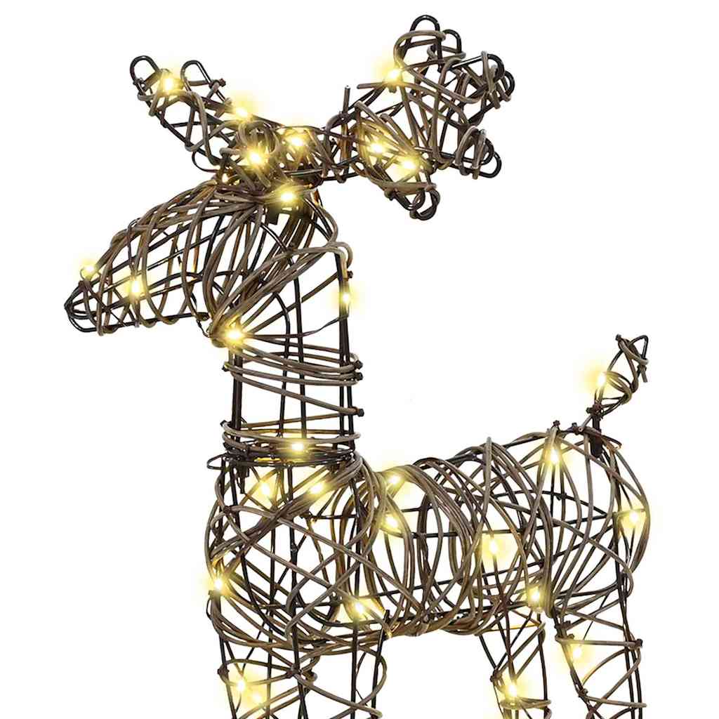 vidaXL Έλκηθρο με Ελάφια Θερμό λευκό 52.5 x 28 x 32.5 εκ. Ρατάν