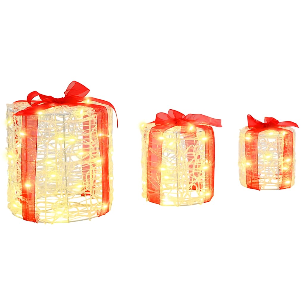 vidaXL Διακόσμηση Κουτιού Δώρου 3 pcs Θερμό λευκό 20 x 20 x 21 εκ