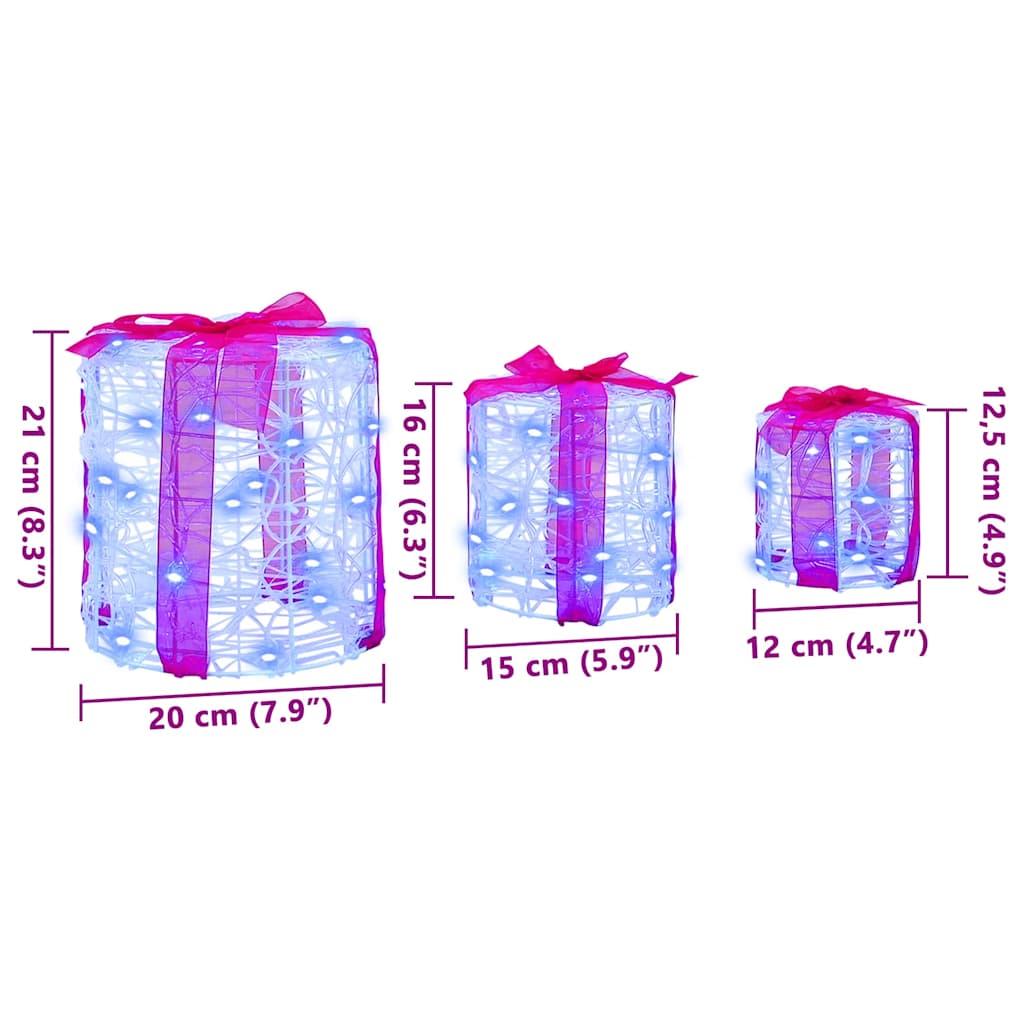 vidaXL Διακόσμηση Κουτιού Δώρου 3 pcs Μπλε 20 x 20 x 21 εκ Ακρυλικό