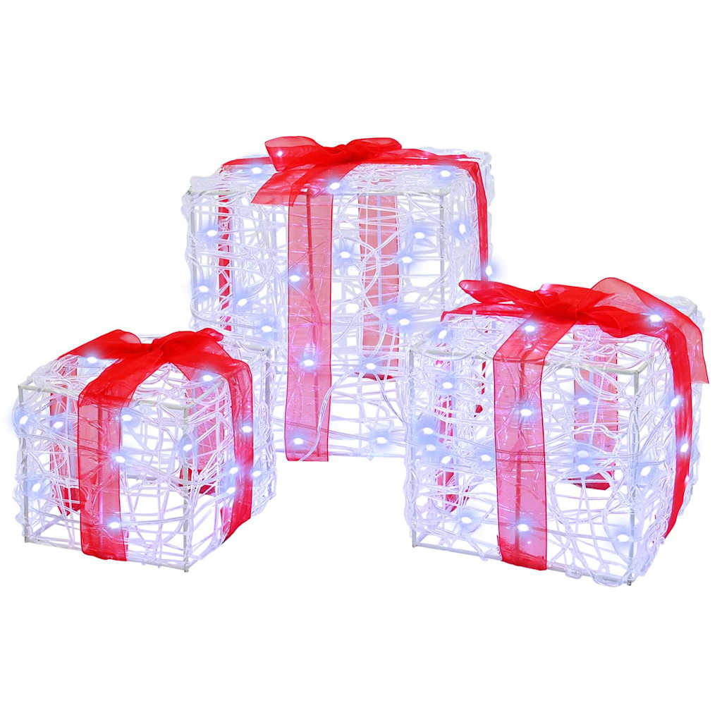 vidaXL Κουτί Δώρου 3 pcs Ψυχρό λευκό 20 x 20 x 20 εκ. Ακρυλικό
