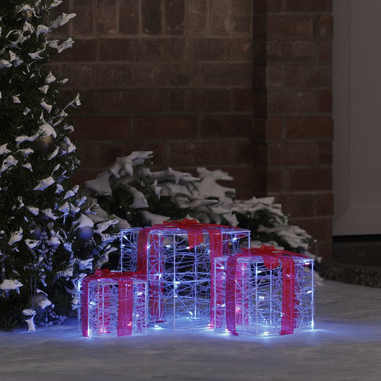 vidaXL Κουτί Δώρου με 60 LED 3 pcs Μπλε 20 x 20 x 20 εκ. Ακρυλικό