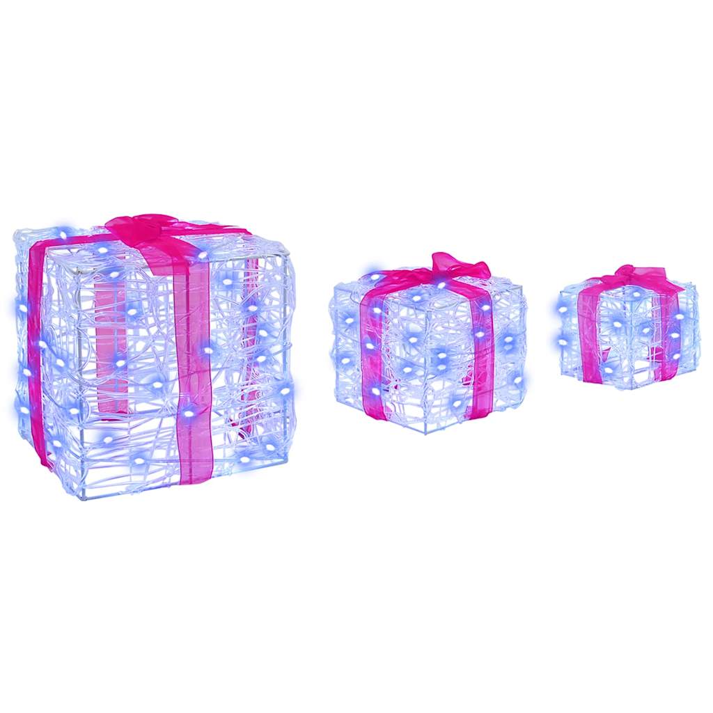 vidaXL Κουτί Δώρου με 60 LED 3 pcs Μπλε 20 x 20 x 20 εκ. Ακρυλικό