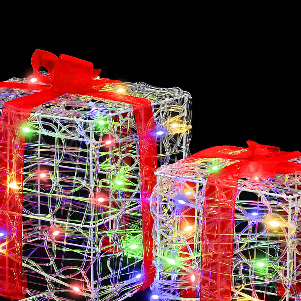 vidaXL Κουτί Δώρου με 60 LED 3 pcs Πολύχρωμο 20 x 20 x 20 εκ. Ακρυλικό