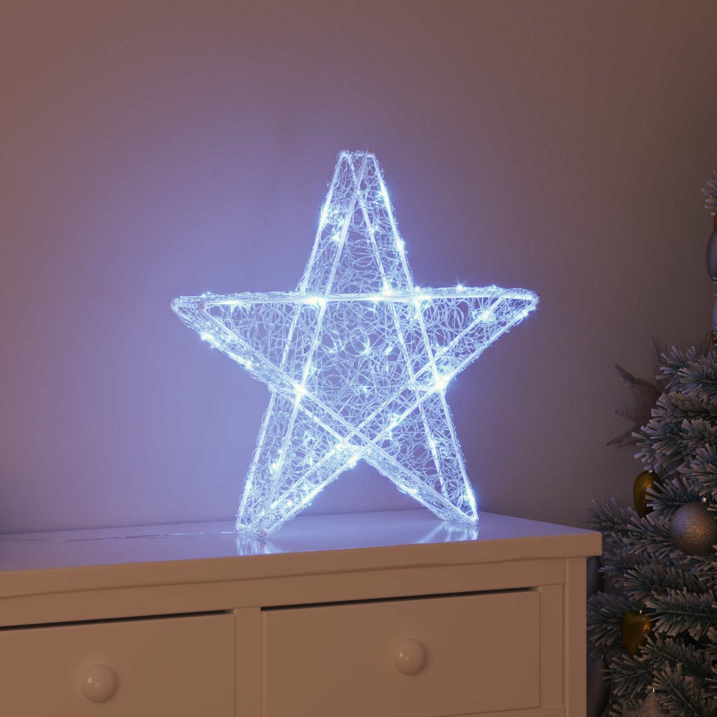 vidaXL 3D Αστέρι με 50 LED Ψυχρό λευκό 55 x 53.5 x 10 εκ Ακρυλικό