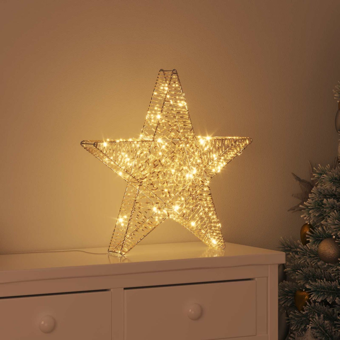 vidaXL 3D Αστέρι με 50 LED Θερμό λευκό 55 x 52.5 x 9 εκ PET