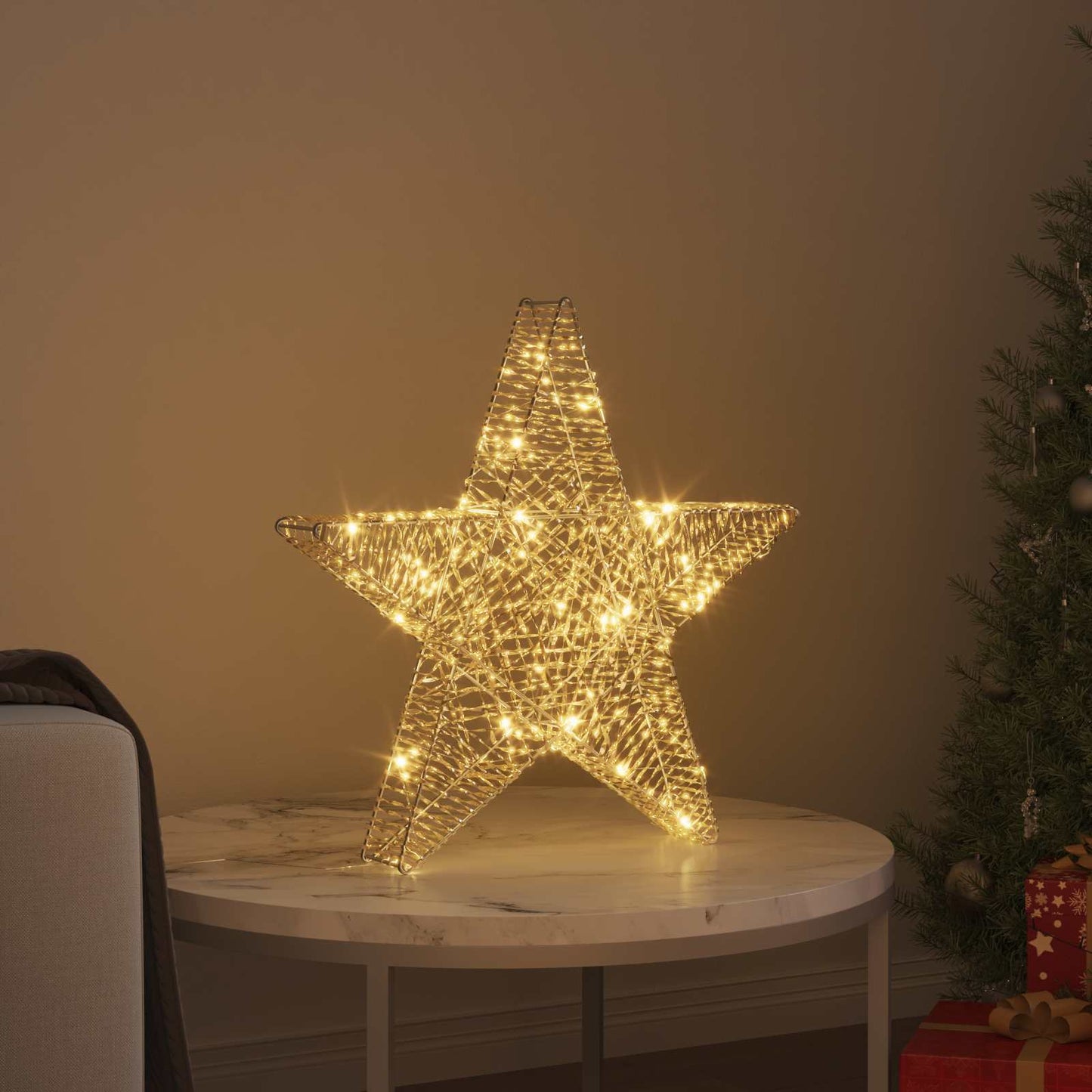vidaXL 3D Αστέρι με 50 LED Θερμό λευκό 55 x 52.5 x 9 εκ PET