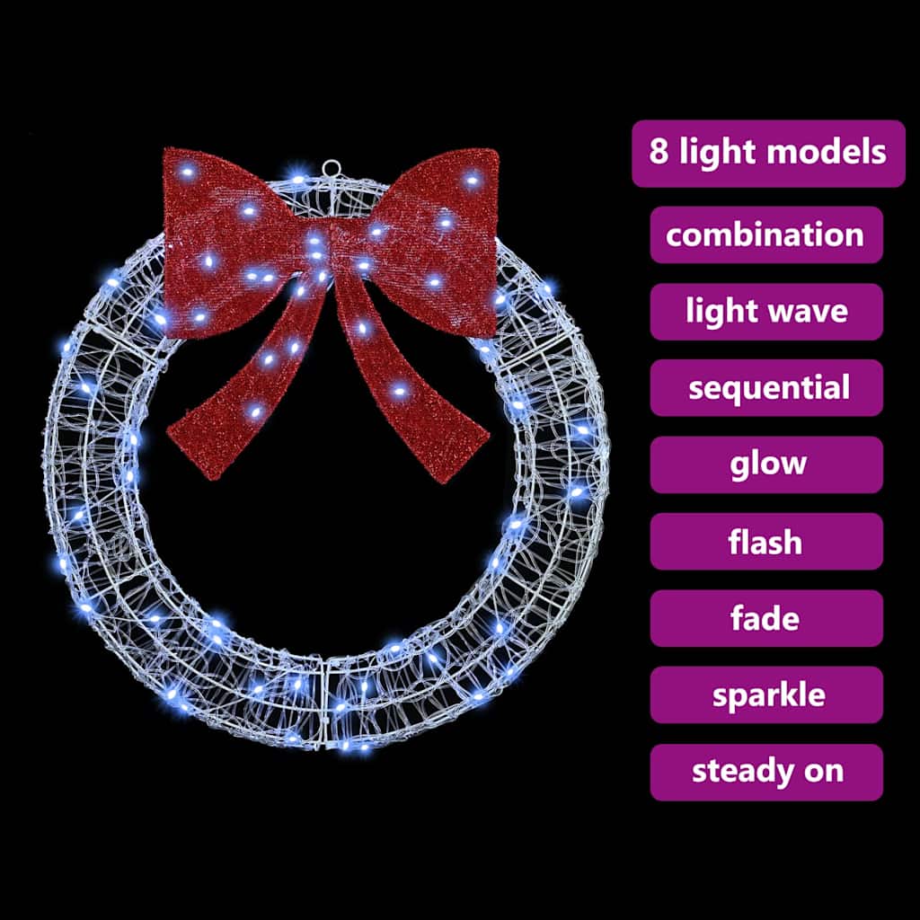 vidaXL Στεφάνι με φώτα λωρίδας LED Ψυχρό λευκό 75 cm Ακρυλικό