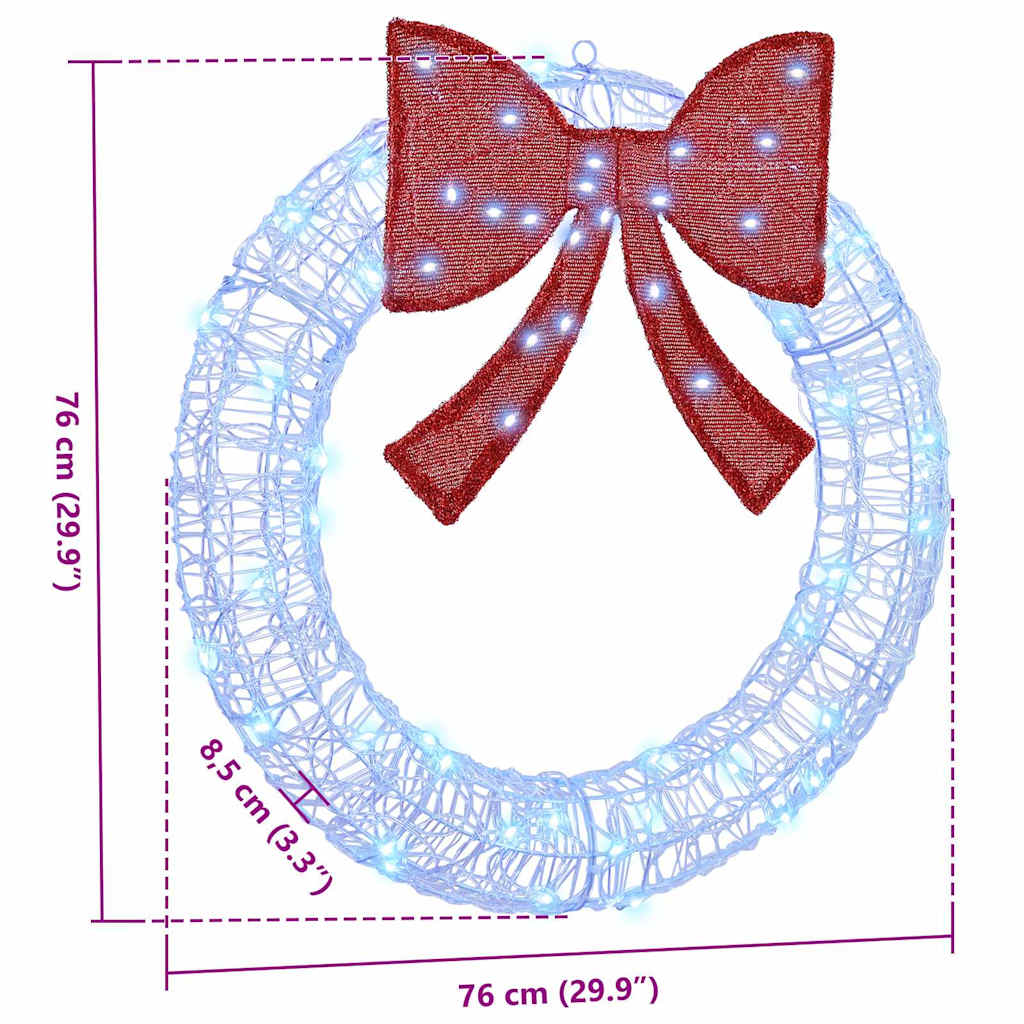 vidaXL Στεφάνι με φώτα λωρίδας LED Μπλε 75 cm Ακρυλικό