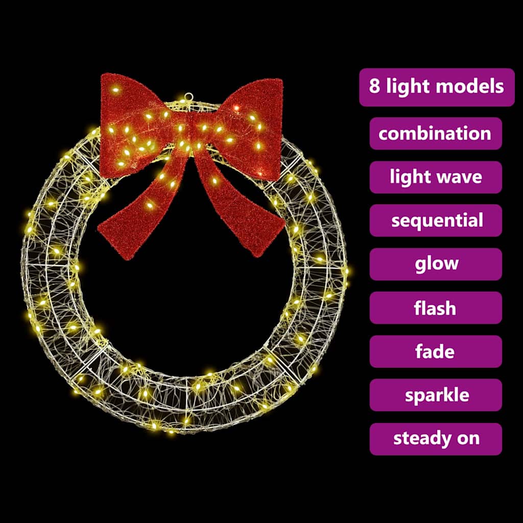 vidaXL Στεφάνι με φώτα λωρίδας LED Θερμό λευκό 90 cm Ακρυλικό