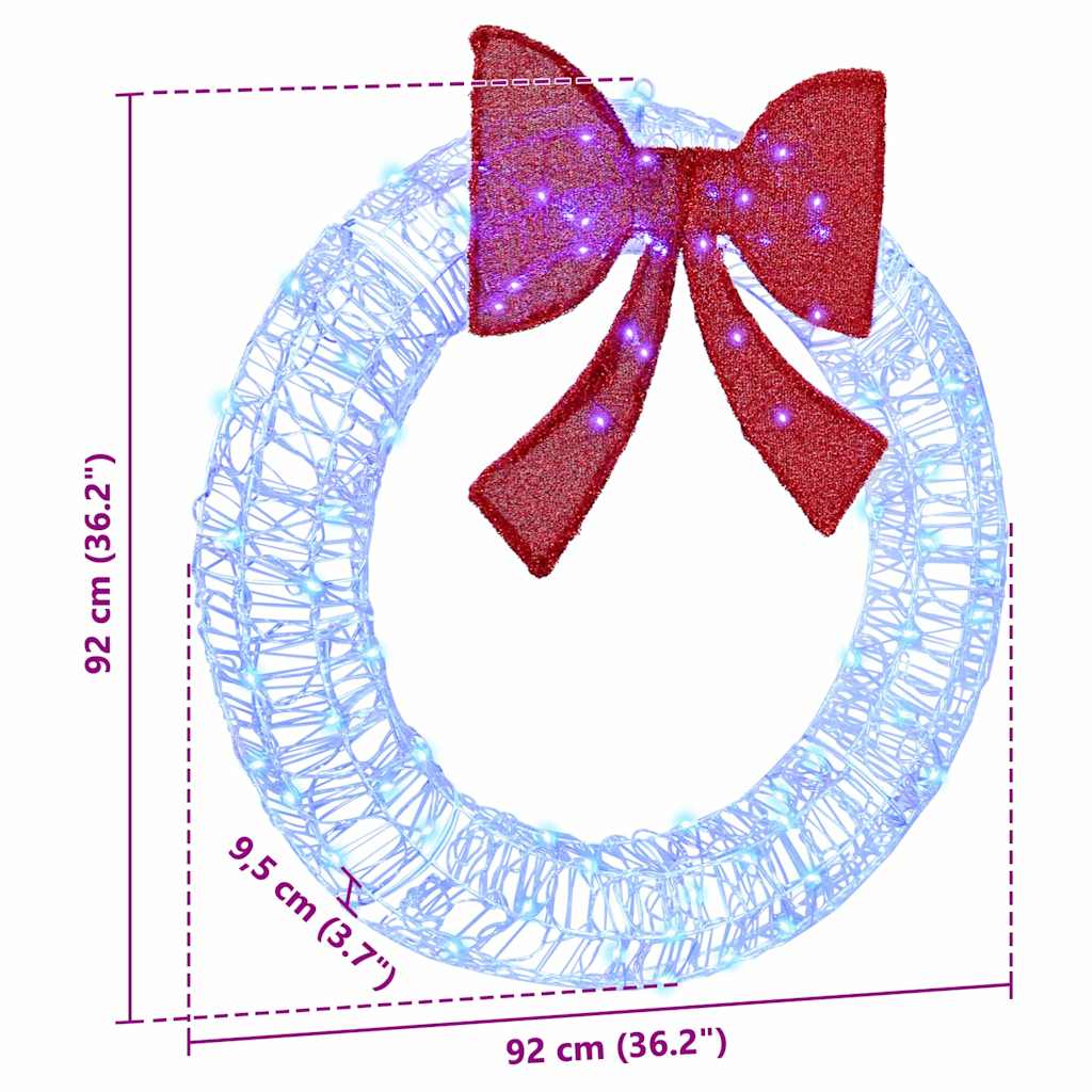 vidaXL Στεφάνι με φώτα λωρίδας LED Μπλε 90 cm Ακρυλικό