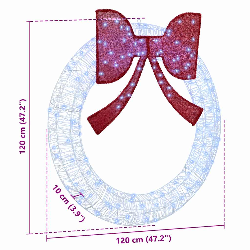 vidaXL Στεφάνι με φώτα λωρίδας LED Ψυχρό λευκό 120 cm Ακρυλικό